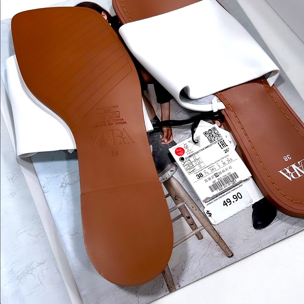White new leather sandals